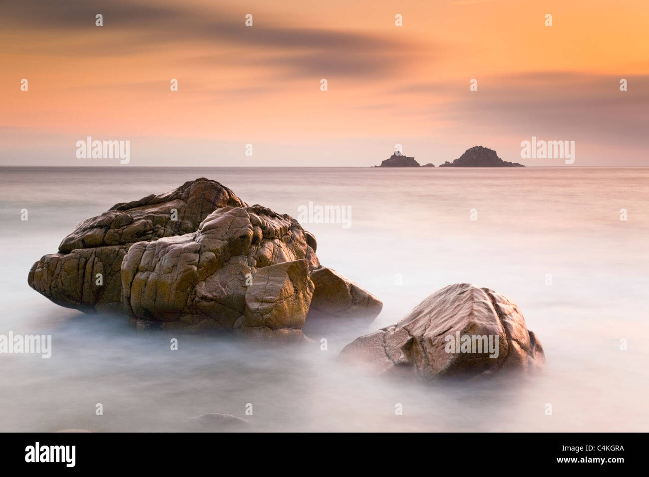 Blick vom Kinderbett Tal; Sonnenuntergang; Cornwall Stockfoto