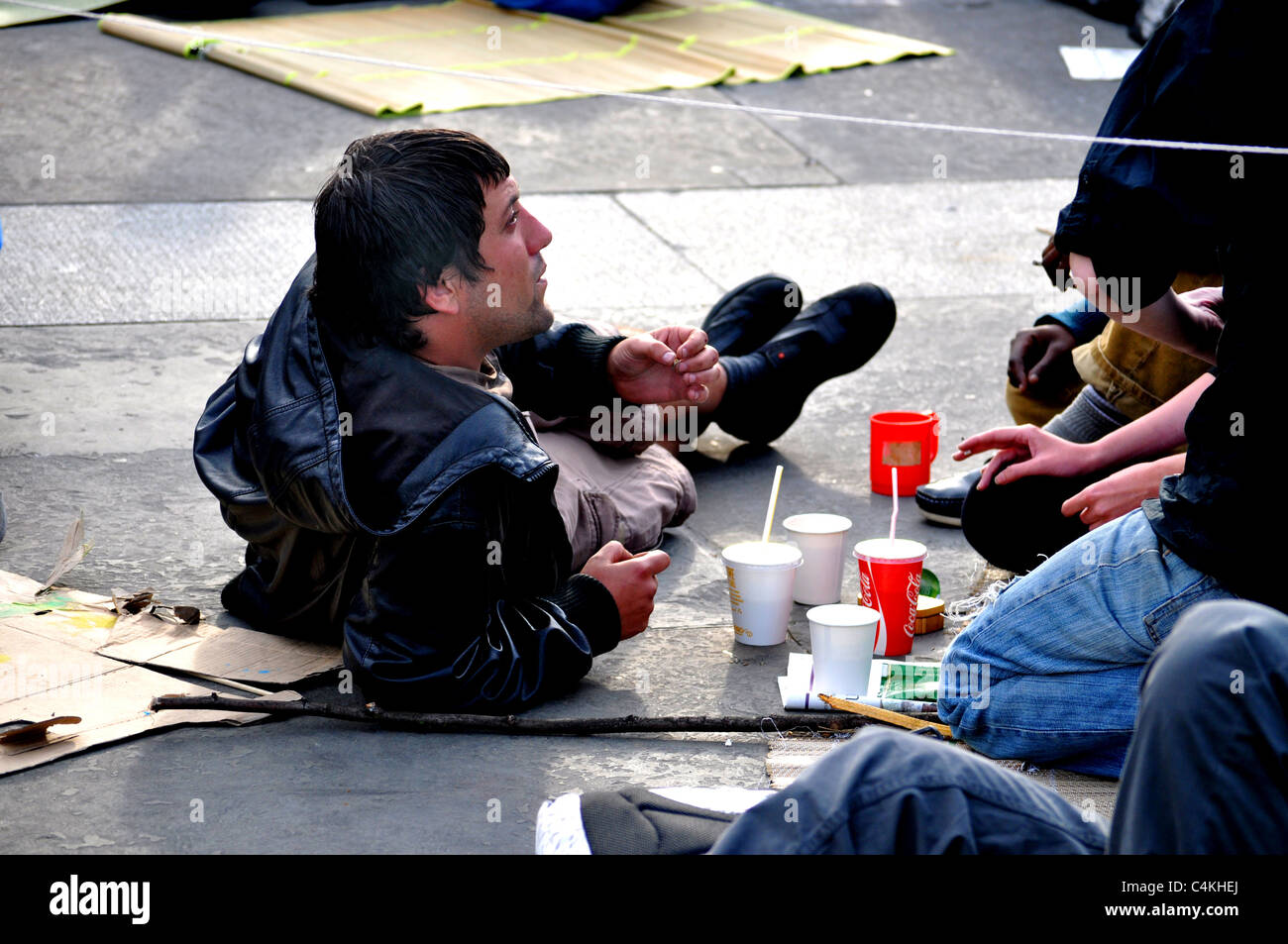 Fotos von 2011 1. kann Tag der internationalen Arbeiter-März, Rallye und späteren Beruf des Trafalgar Square. Stockfoto