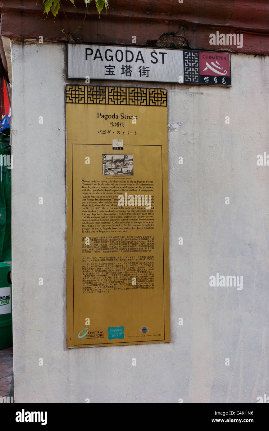 Poster über Pagoda Street, Chinatown, DSingapore Stockfoto