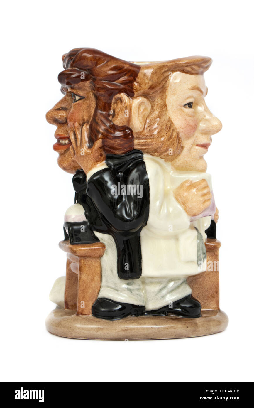 Royal Doulton Doppel doppelseitigen "Dr. Jekyll und Mr. Hyde" Charakter Krug (Design D7024 von 1995 von Stanley James Taylor) Stockfoto