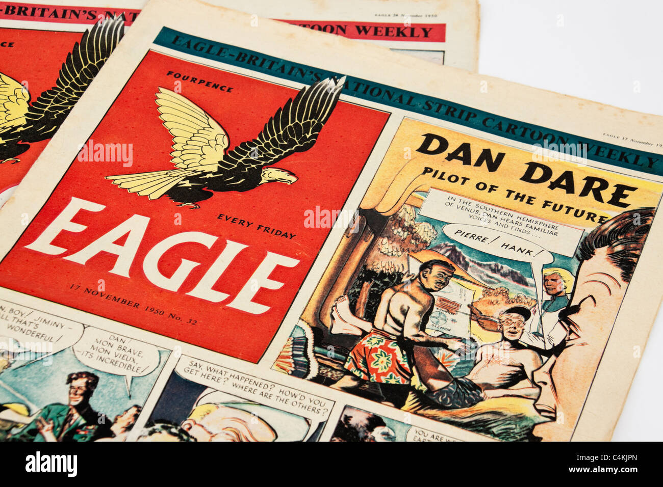 Original Vintage British "Eagle" Comic, mit Dan Dare (Ausgabe Nr. 32 vom 17. November 1950) Stockfoto