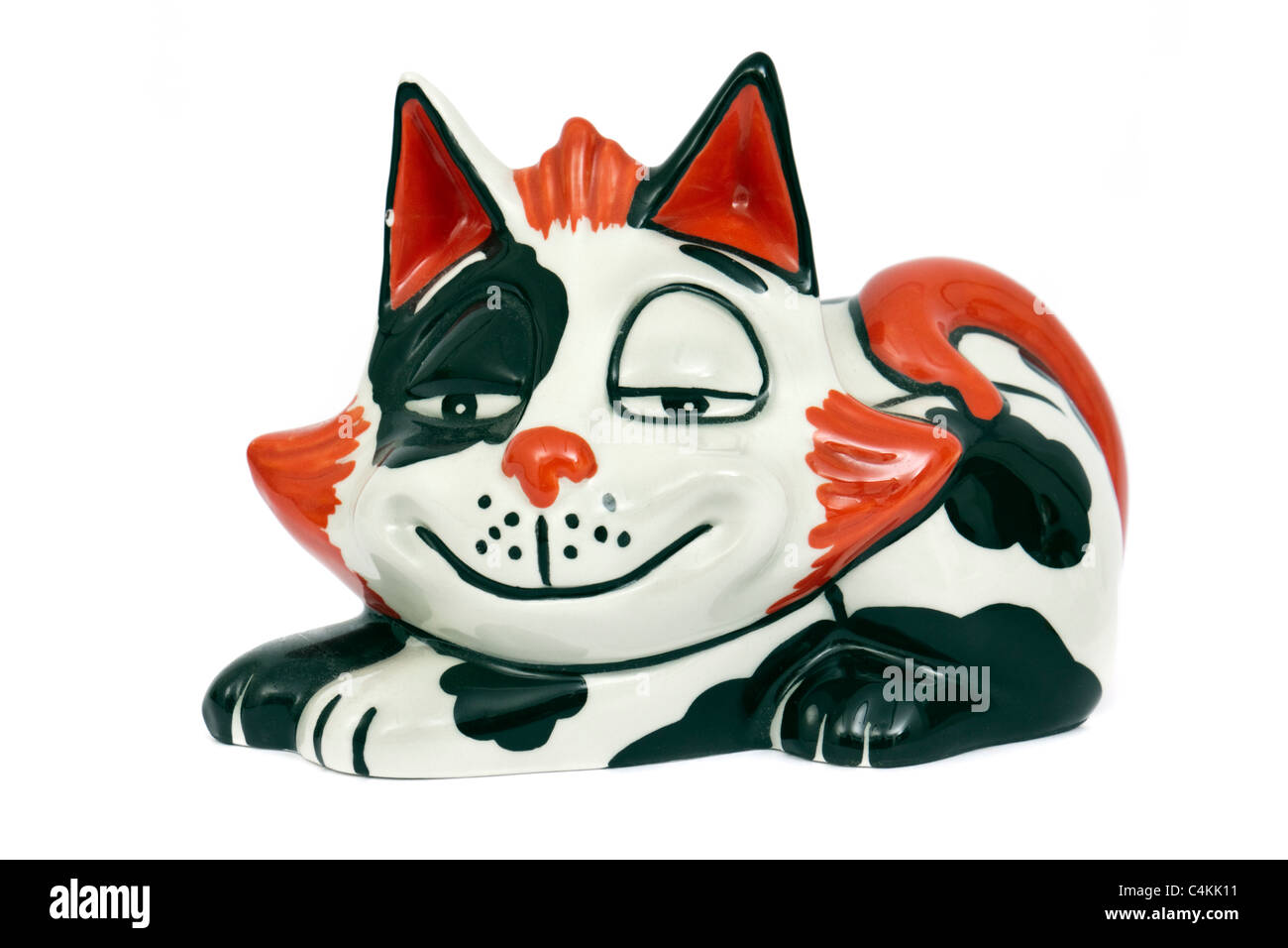 Lorna Bailey Porzellan Katze Ornament mit lebendigen Unterglasur Farben Stockfoto