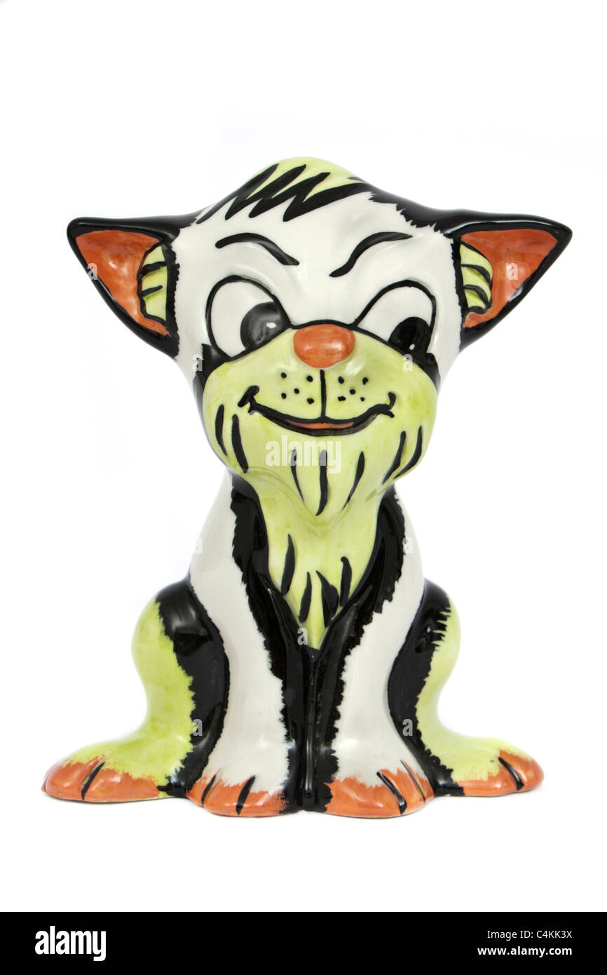 Lorna Bailey Porzellan Hund Ornament mit lebendigen Unterglasur Farben Stockfoto