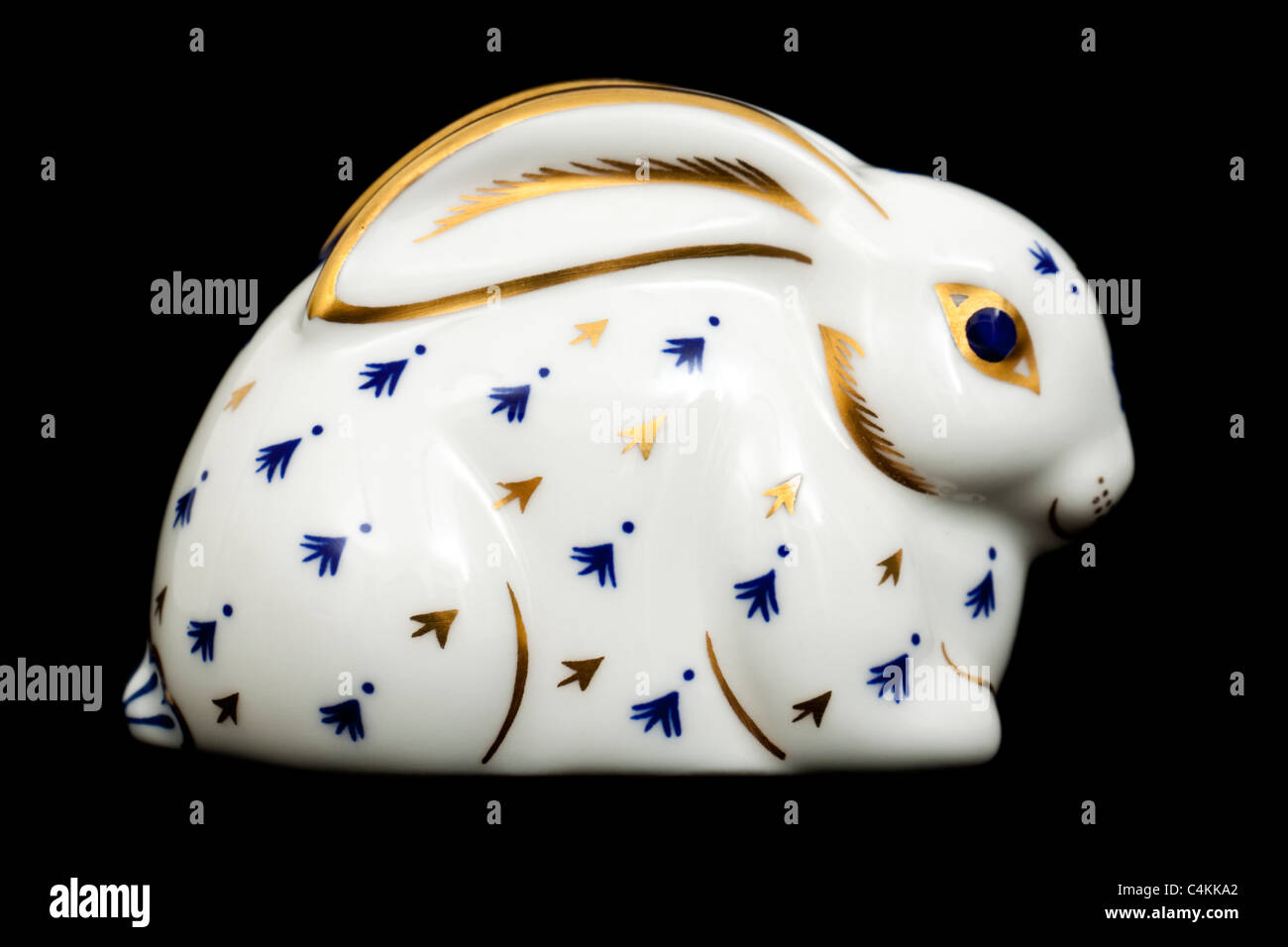 Royal Crown Derby Porzellanfigur weiße Kaninchen Stockfoto