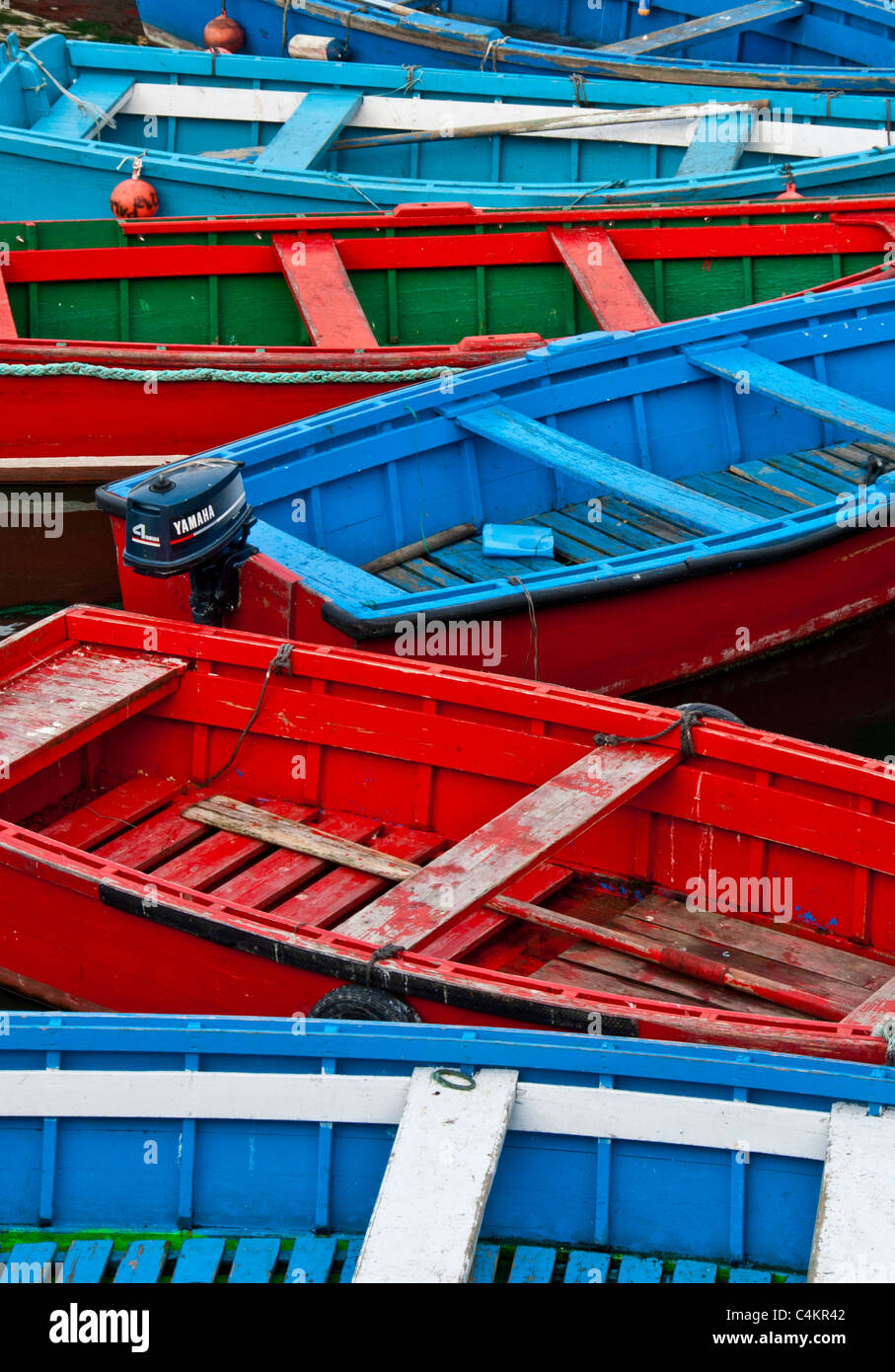 Bunten Booten, Hafen Luarca, Asturien, Nordspanien Stockfoto