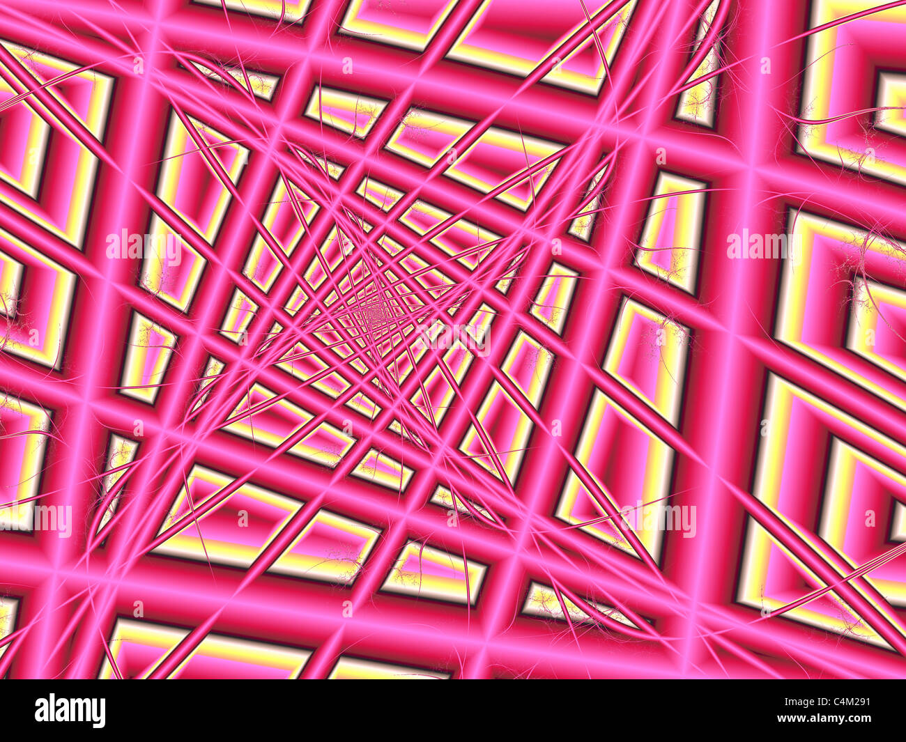 Eine Reihe von rosa Quadrate absteigend in Richtung Unendlichkeit erstellt ein Tierazon-Fraktal Stockfoto