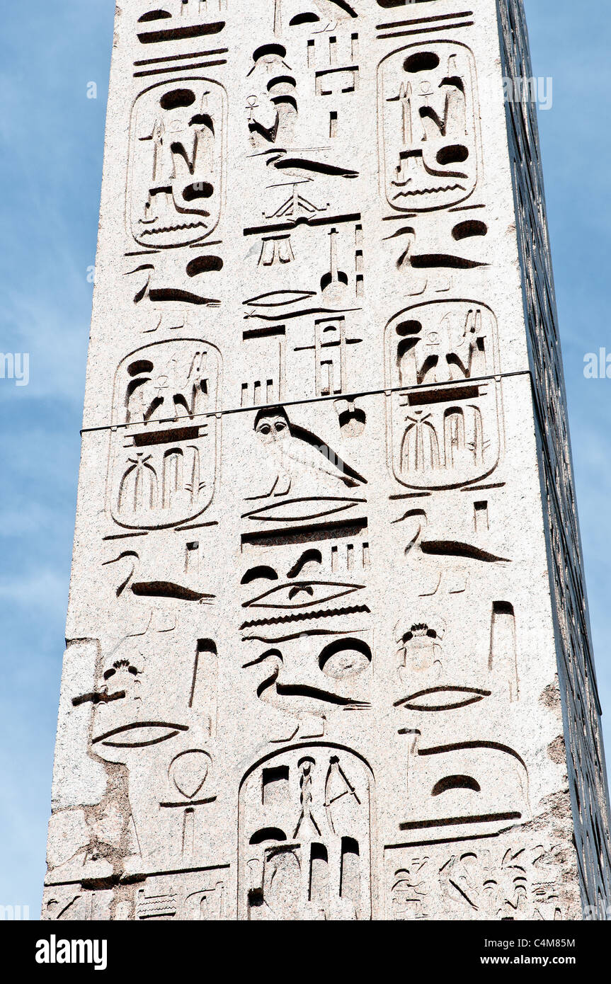Detailansicht der ägyptische Obelisk in Rom Italien Stockfoto