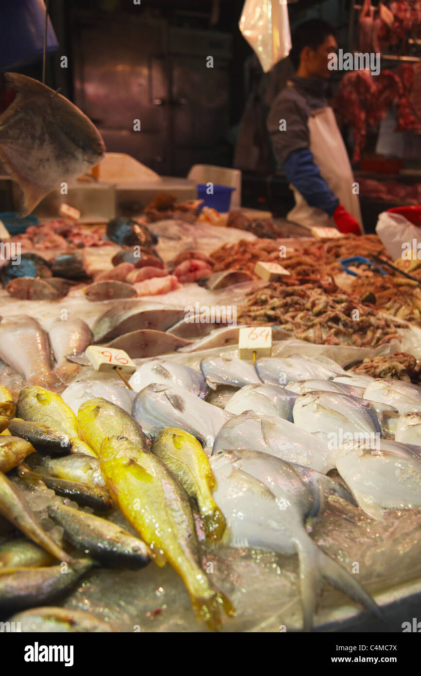 Fisch stand auf nassen Markt, Causeway Bay, Hong Kong, China Stockfoto