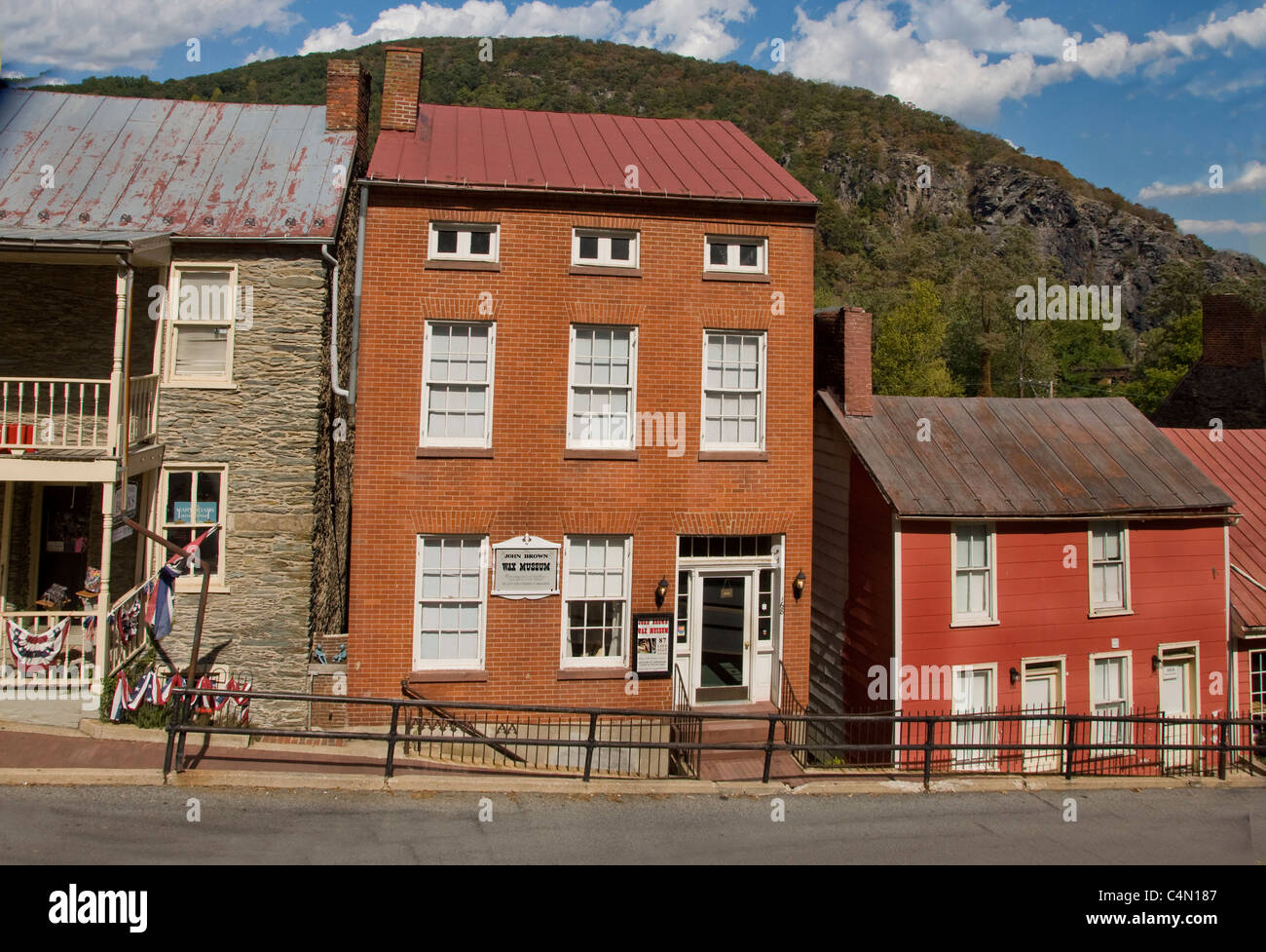 . John Brown Wax Museum in Harpers Ferry, West Virginia, hat Informationen und Exponate Browns Überfall auf die US-Arsenal im Jahre 1859 Stockfoto