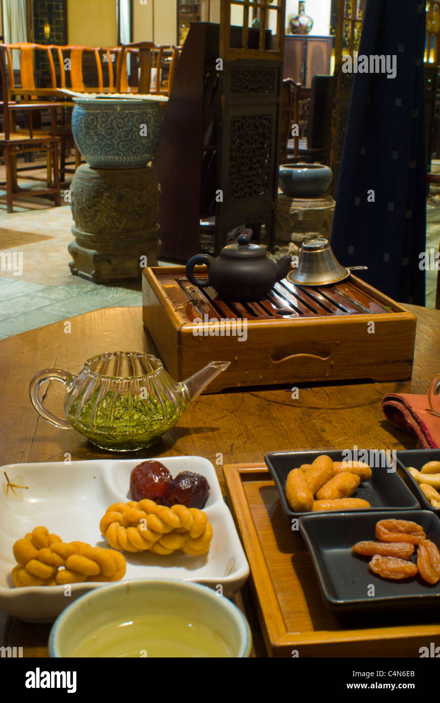 Peking China Chinesische Teezeremonie Tea Room Tisch Mit