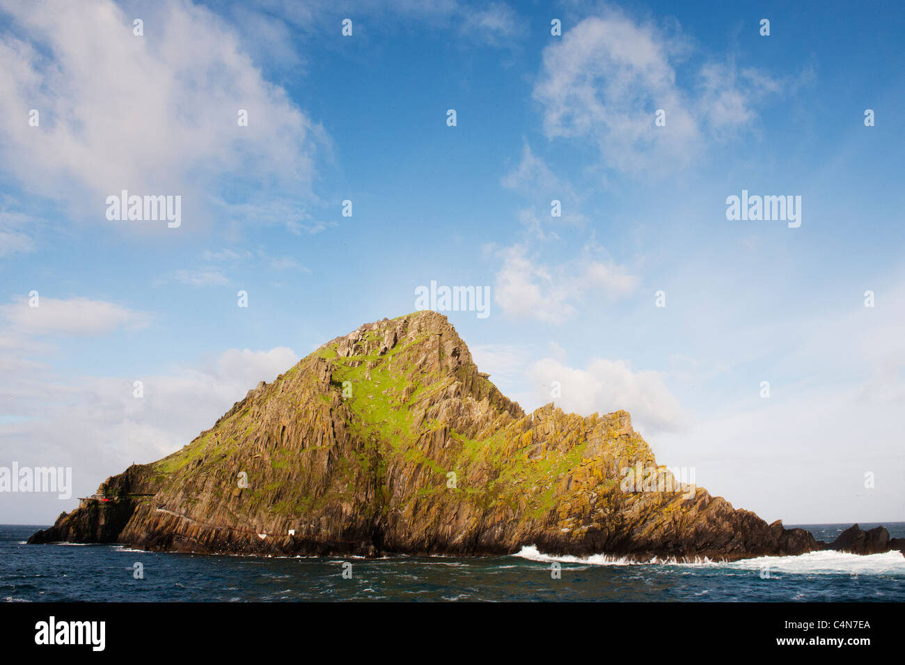 Insel Skellig Michael, Stätte des Weltkulturerbes: 6. Jahrhundert klösterliche Refugium, County Kerry, Irland Stockfoto