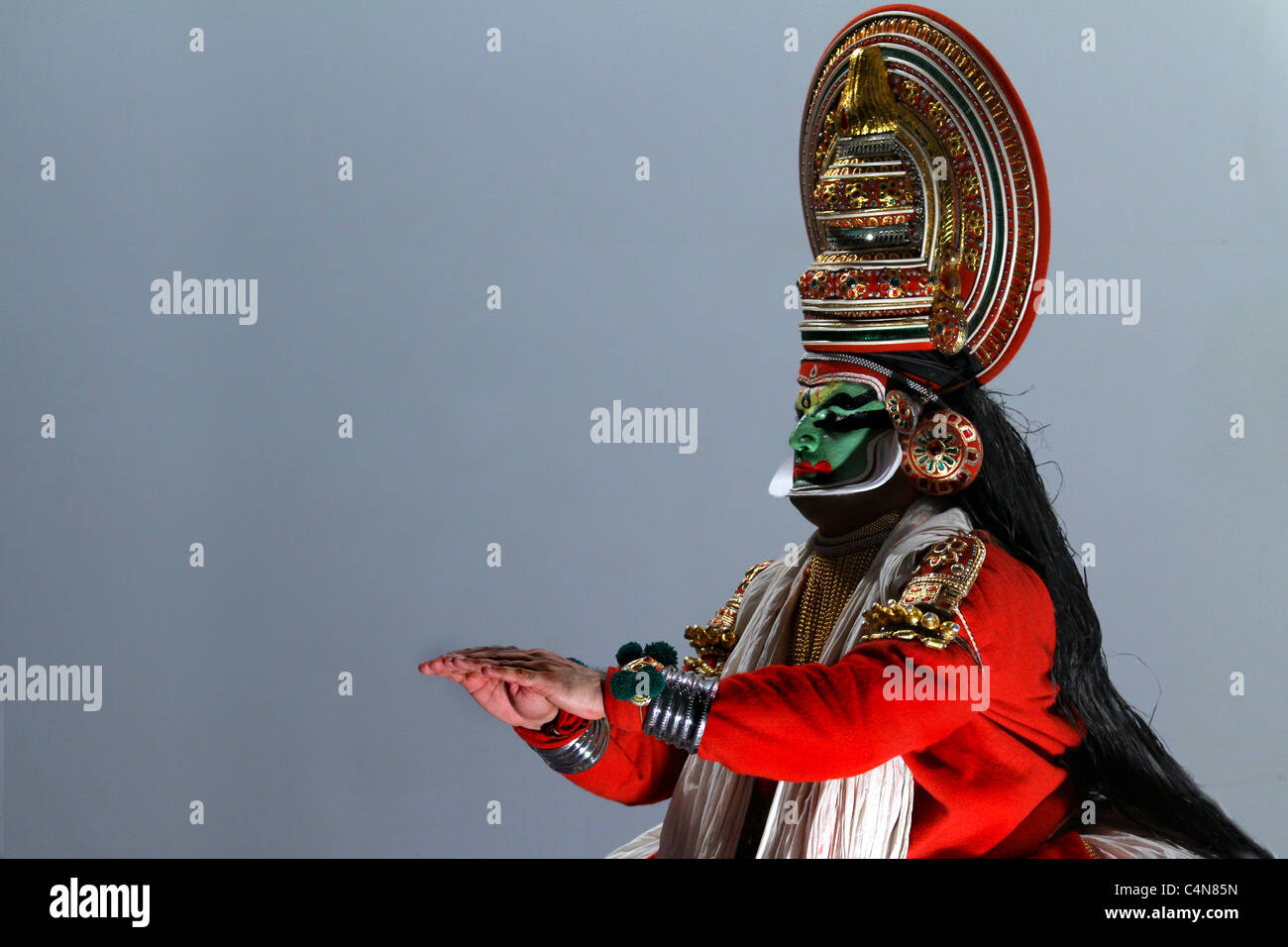 Kathakali, eine faszinierende Kunstform von Kerala, Stockfoto