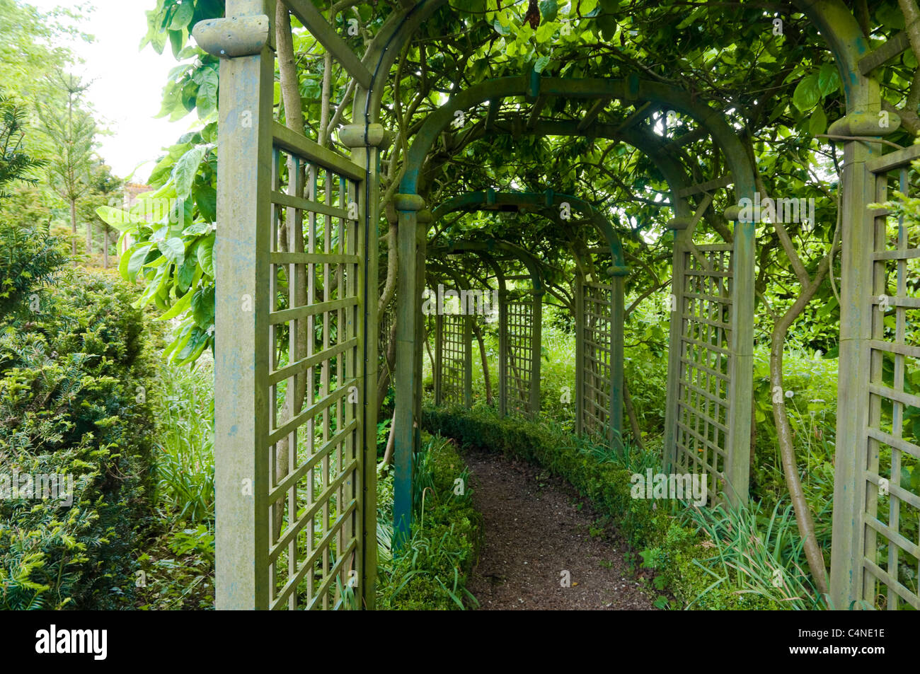 Die Mulberry-Tunnel im Laskett Garten, Herefordshire, England. Stockfoto