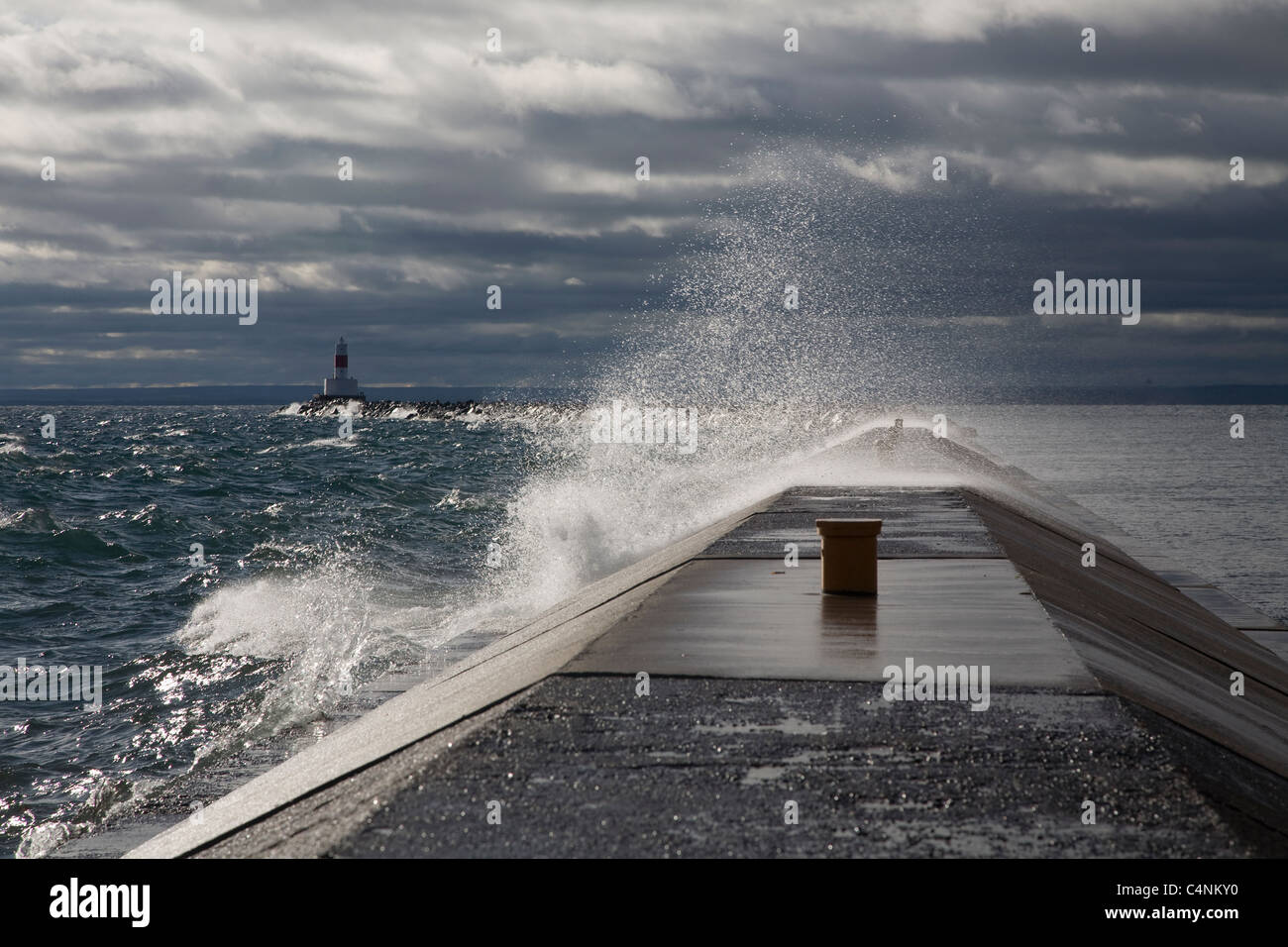 Presque Isle Hafen Leuchtturm, Lake Superior, Marquette, Michigan Stockfoto