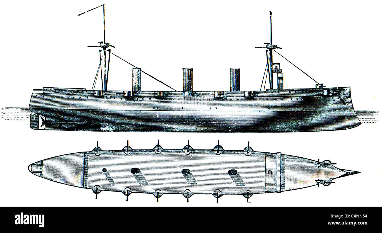 Kaiserin Augusta, ein deutschen gepanzerten Kreuzer lange Reise, Klasse 2, 1892, 6.052 Tonnen, 118 Meter Stockfoto