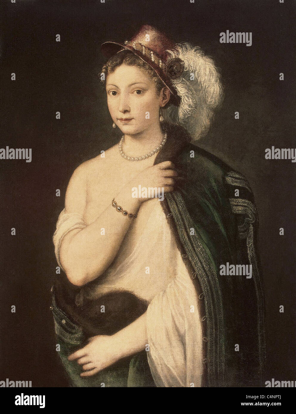 Tizians Porträt einer jungen Frau 1536 Staatliche Eremitage, St. Petersburg, Russland Stockfoto