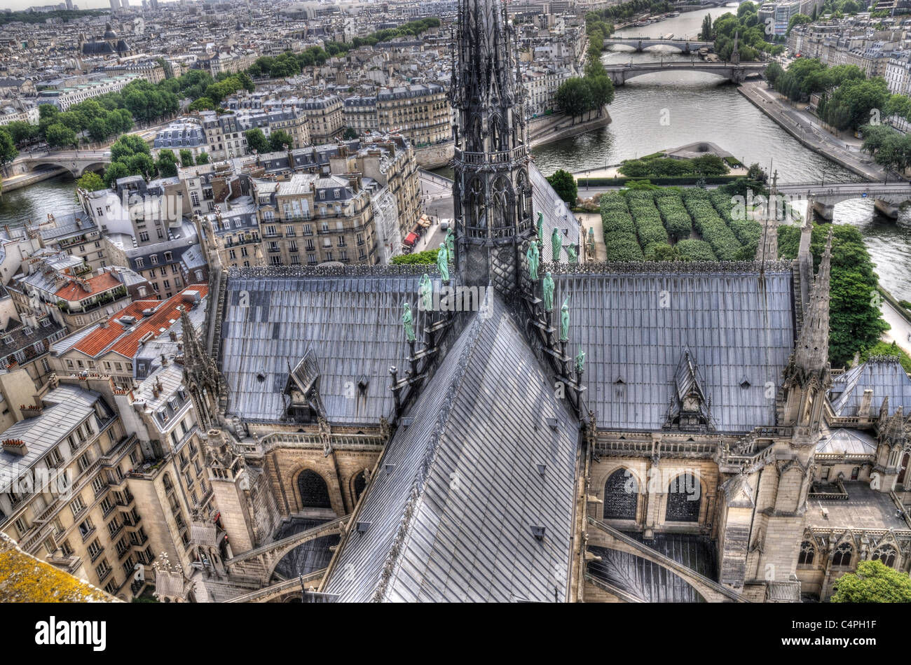 Das Dach von Notre Dame de Paris Stockfoto