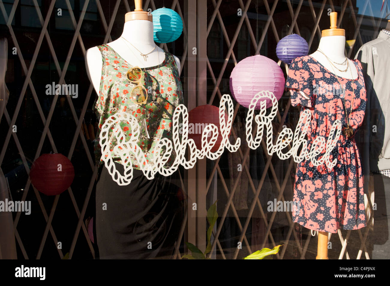 Rebel Rebel Fashion Boutique. Victoria, BC, Kanada Stockfoto