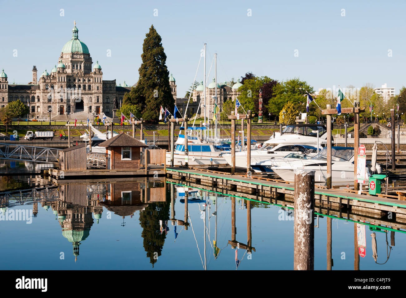 Den inneren Hafen und die Parlamentsgebäude. Victoria, Vancouver Island, British Columbia, Kanada. Stockfoto