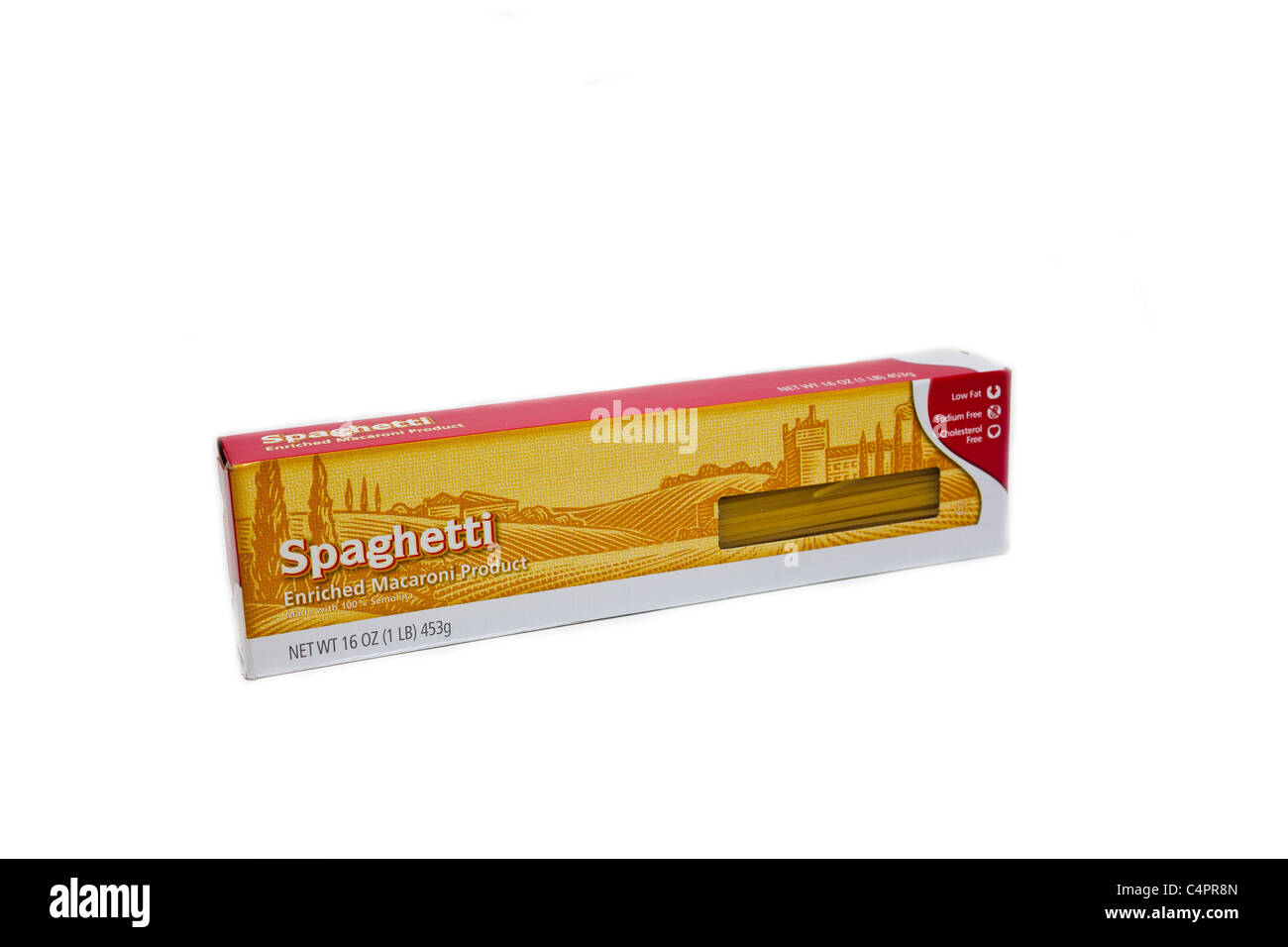 Eine Schachtel mit Pasta Linguini Spaghetti Stockfoto