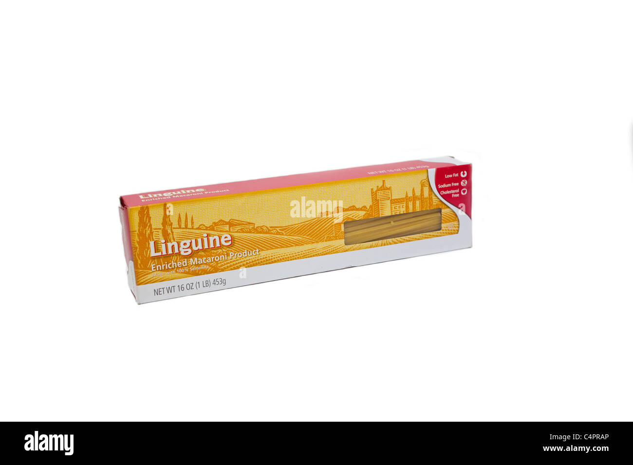 Eine Schachtel mit Pasta Linguini Spaghetti Stockfoto