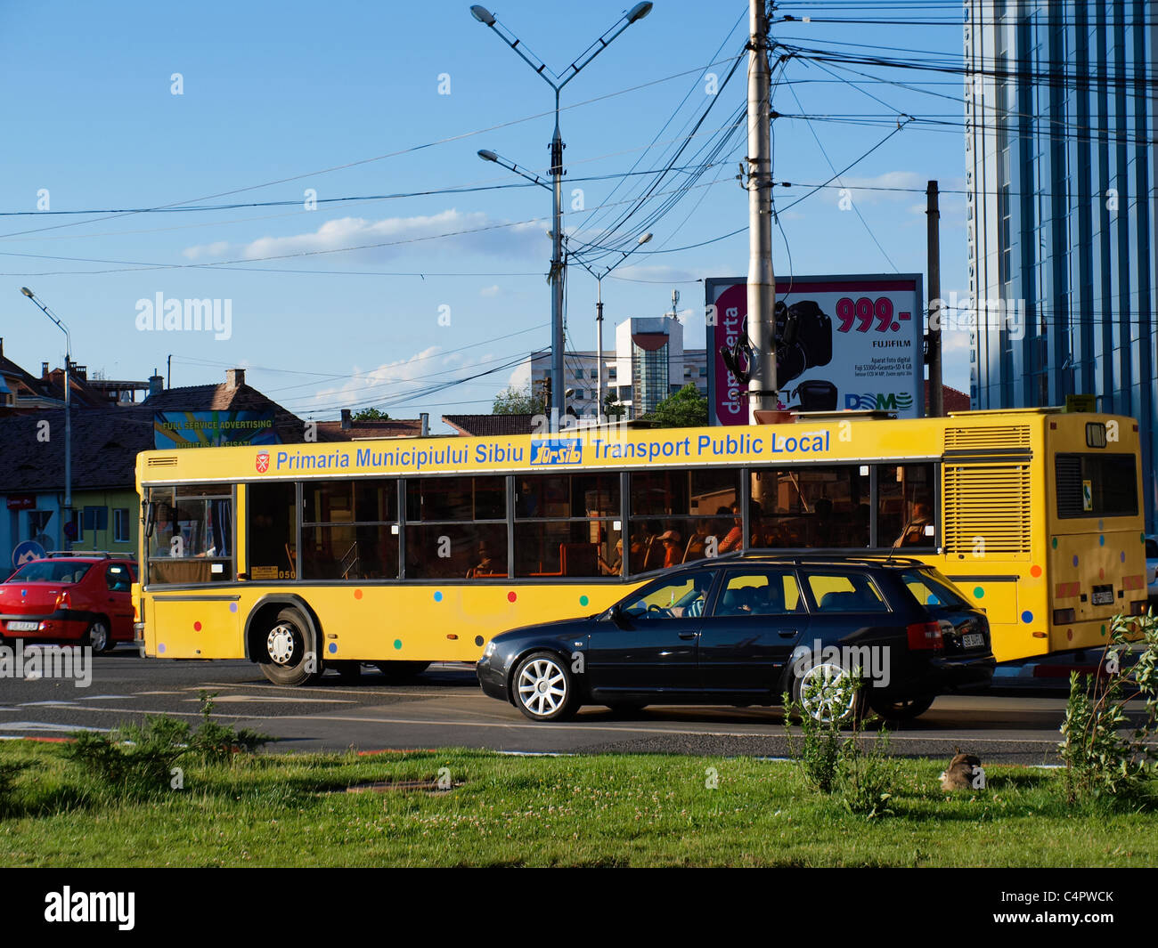 Sibiu, Transylvania öffentliche Verkehrsmittel Bus. Stockfoto