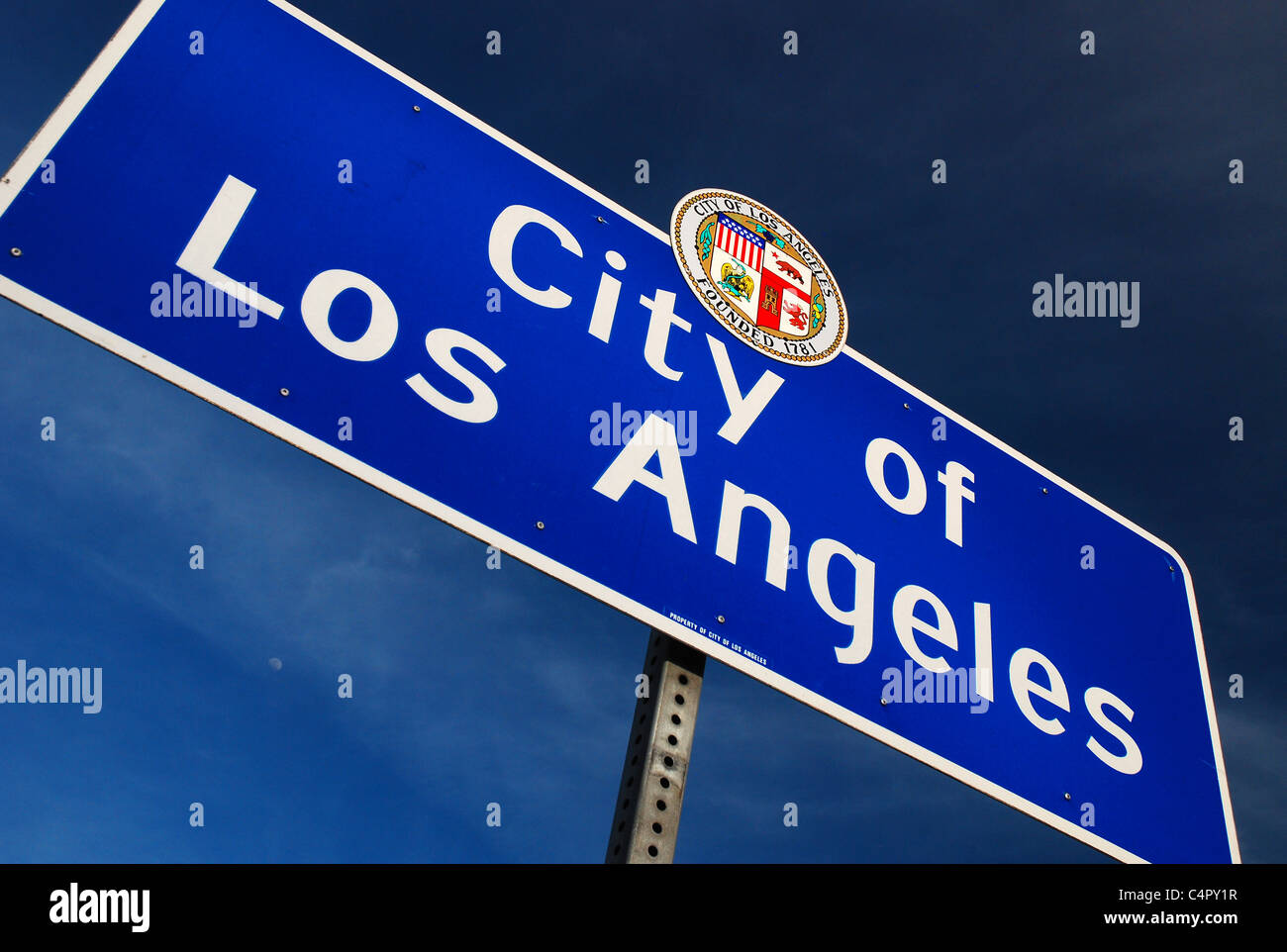 Ein Schild zeigt die Grenzen von Los Angeles, Kalifornien Stockfoto