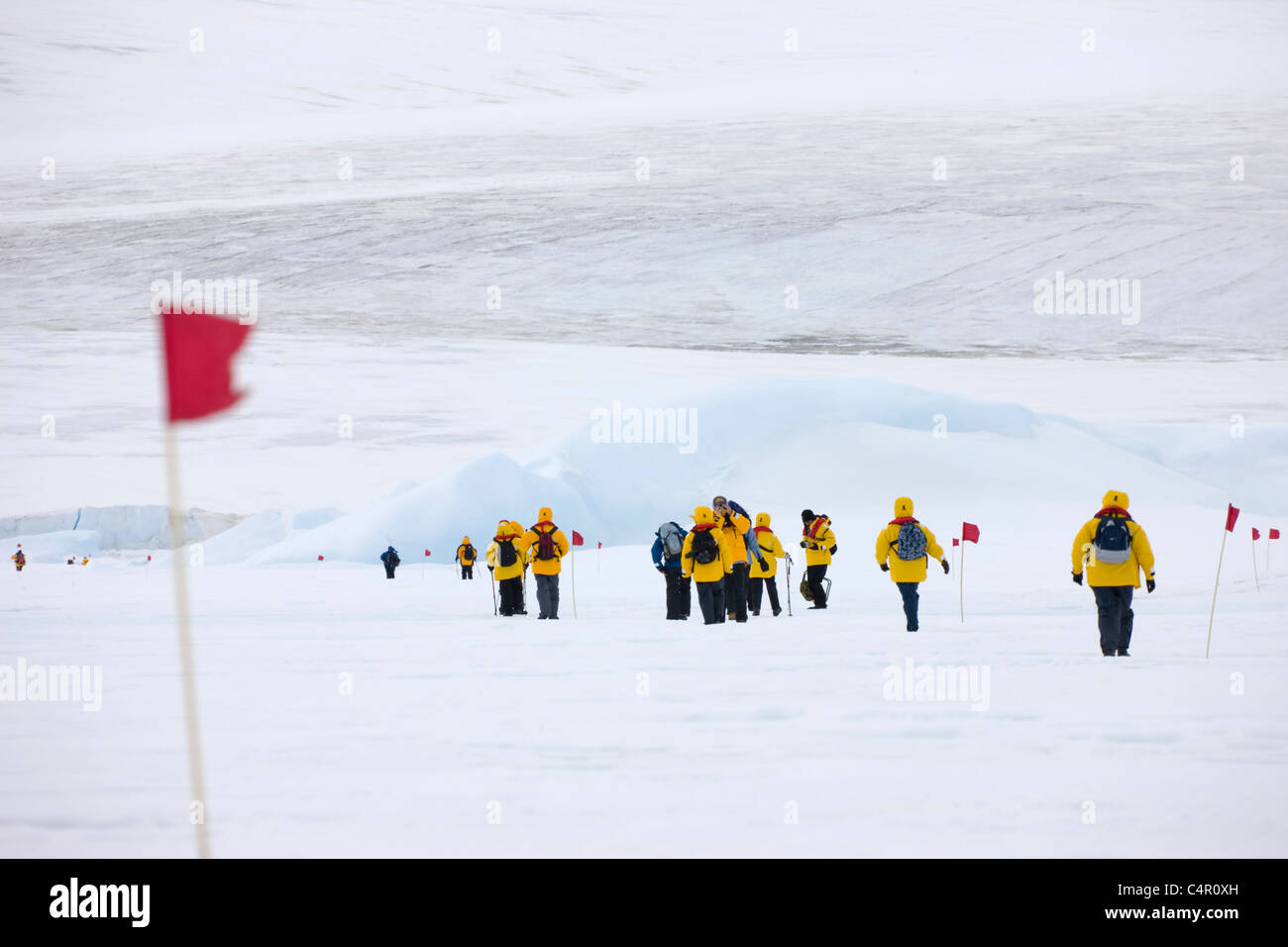 Touristen auf Snow Hill Island, Antarktis Stockfoto