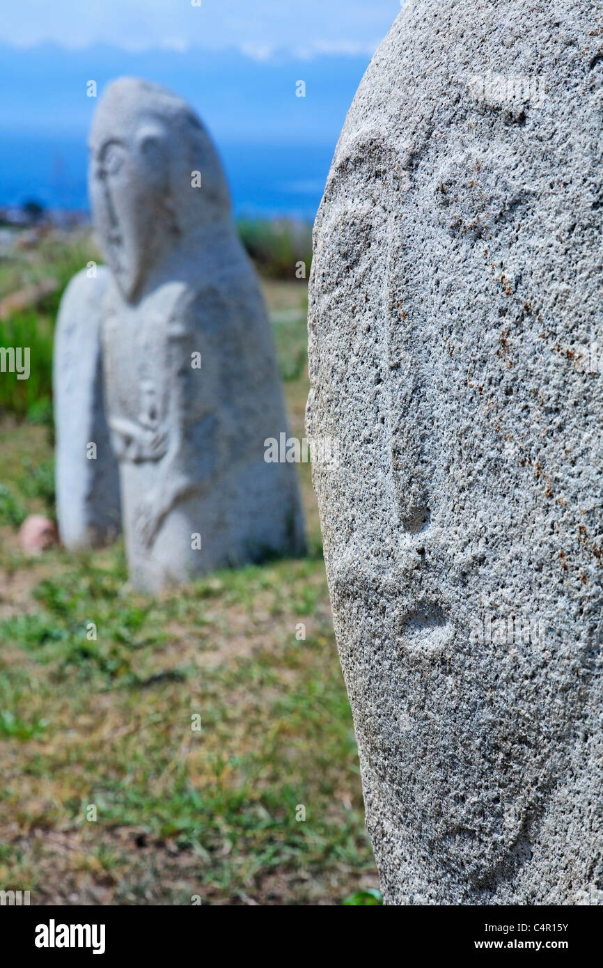 Kirgisistan - Cholpon-Ata - Balbal Denkmäler Stockfoto