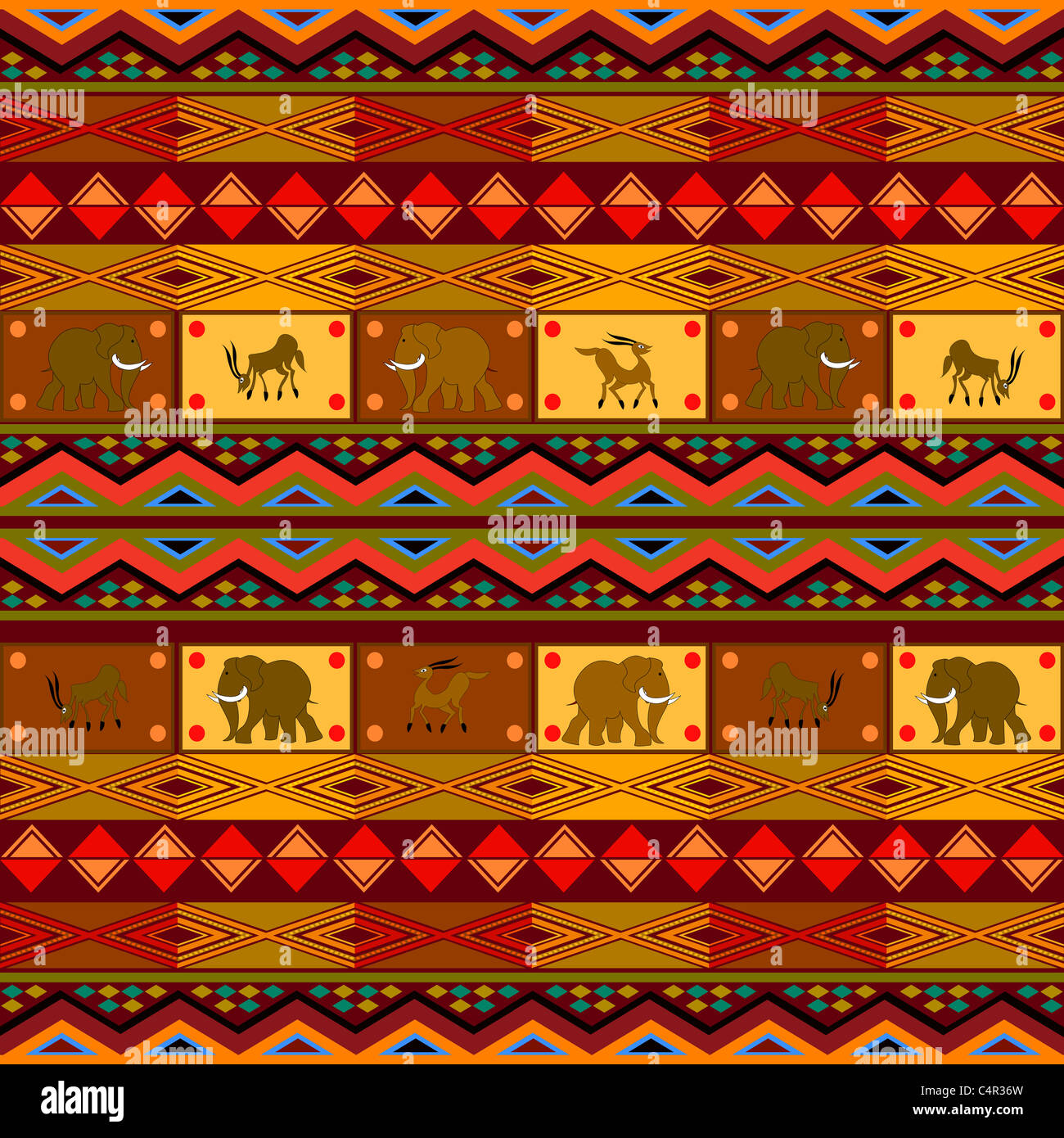 Ethnische Muster, dekorative Gestaltung mit afrikanischen Motiven. Stockfoto