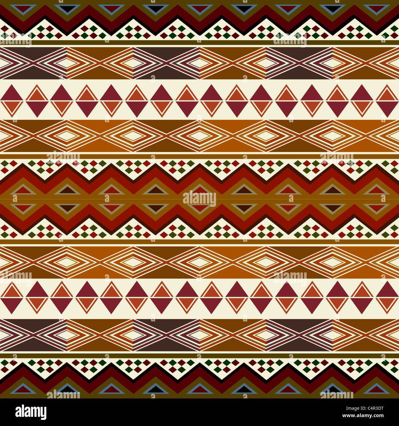 Bunte afrikanische Muster mit geometrischen Formen/Symbole Stockfoto