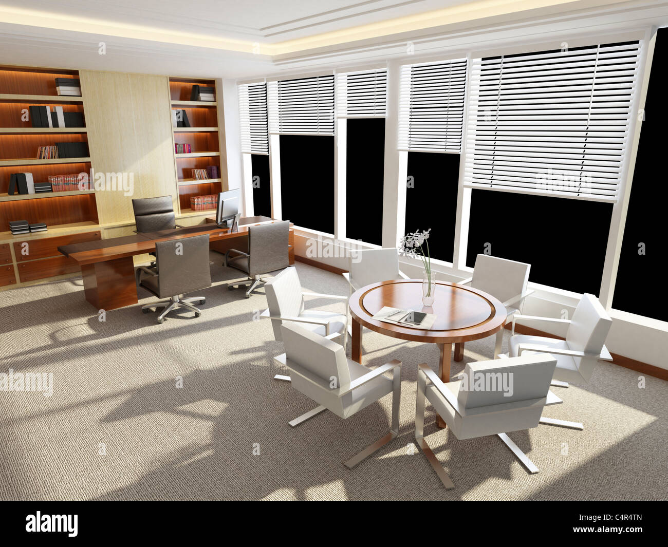 modernes Büro innen 3D-Rendering Stockfoto