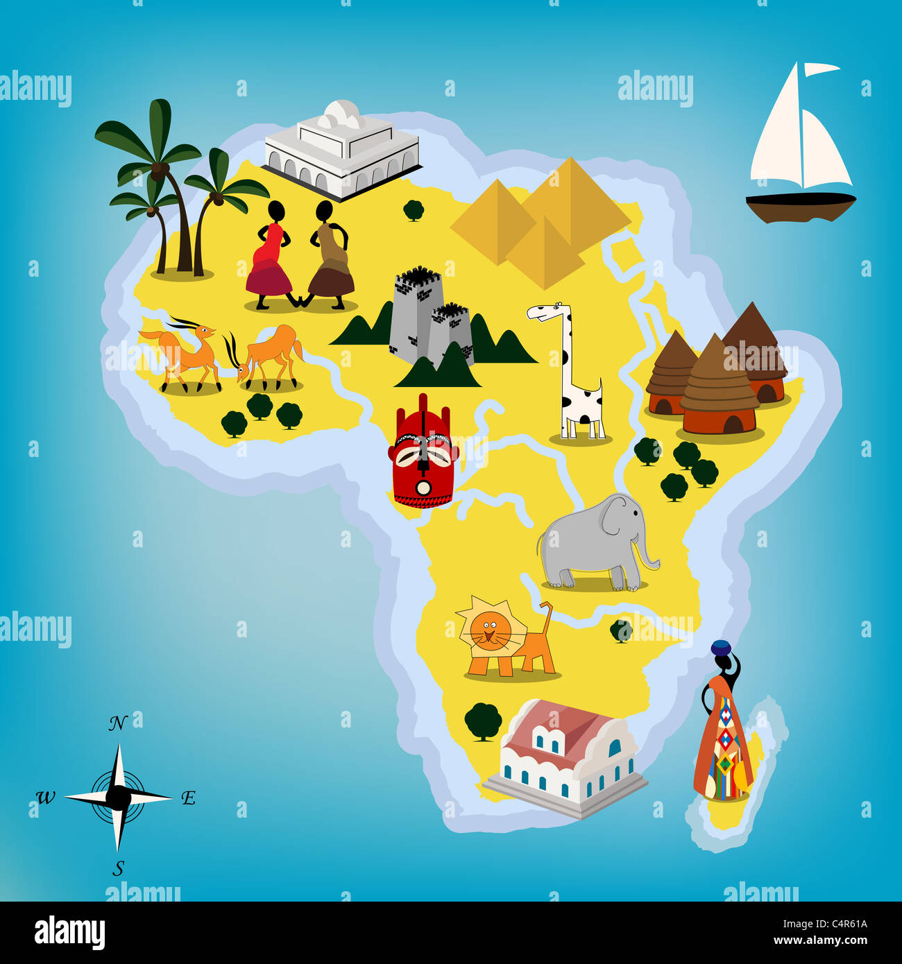 Kindliche Gestaltung der Kontinent Afrika Stockfoto