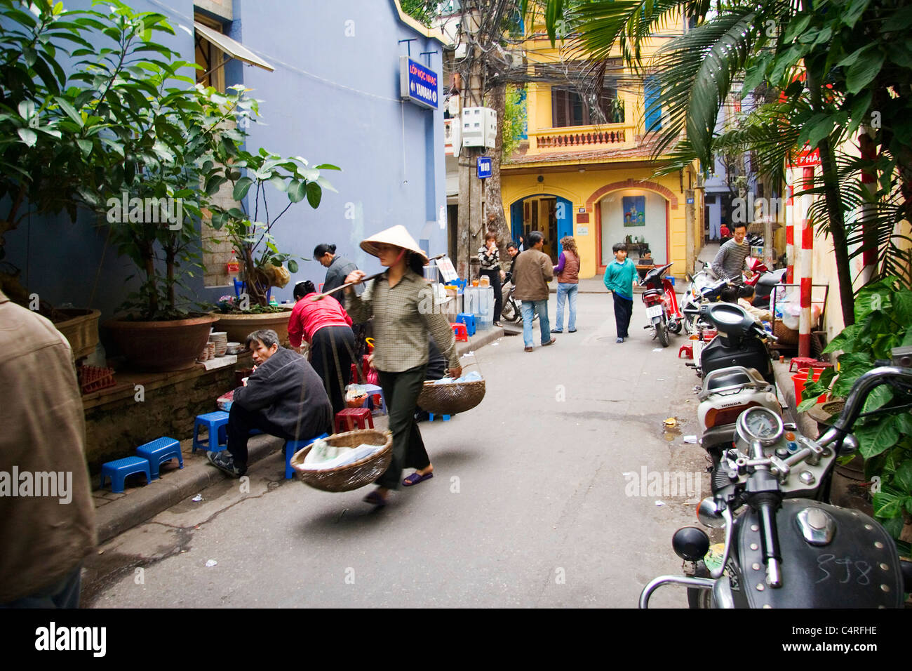Lebendige Stadt Straße, Hanoi, Vietnam Stockfoto