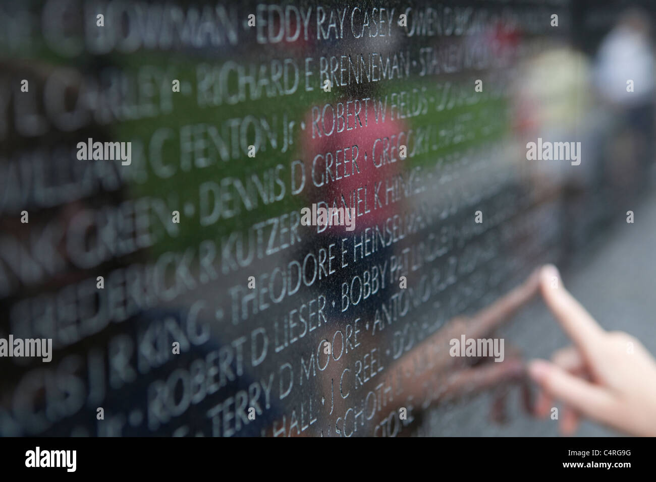 Nahaufnahme des Vietnam Veterans Memorial, Washington, D.C., USA Stockfoto