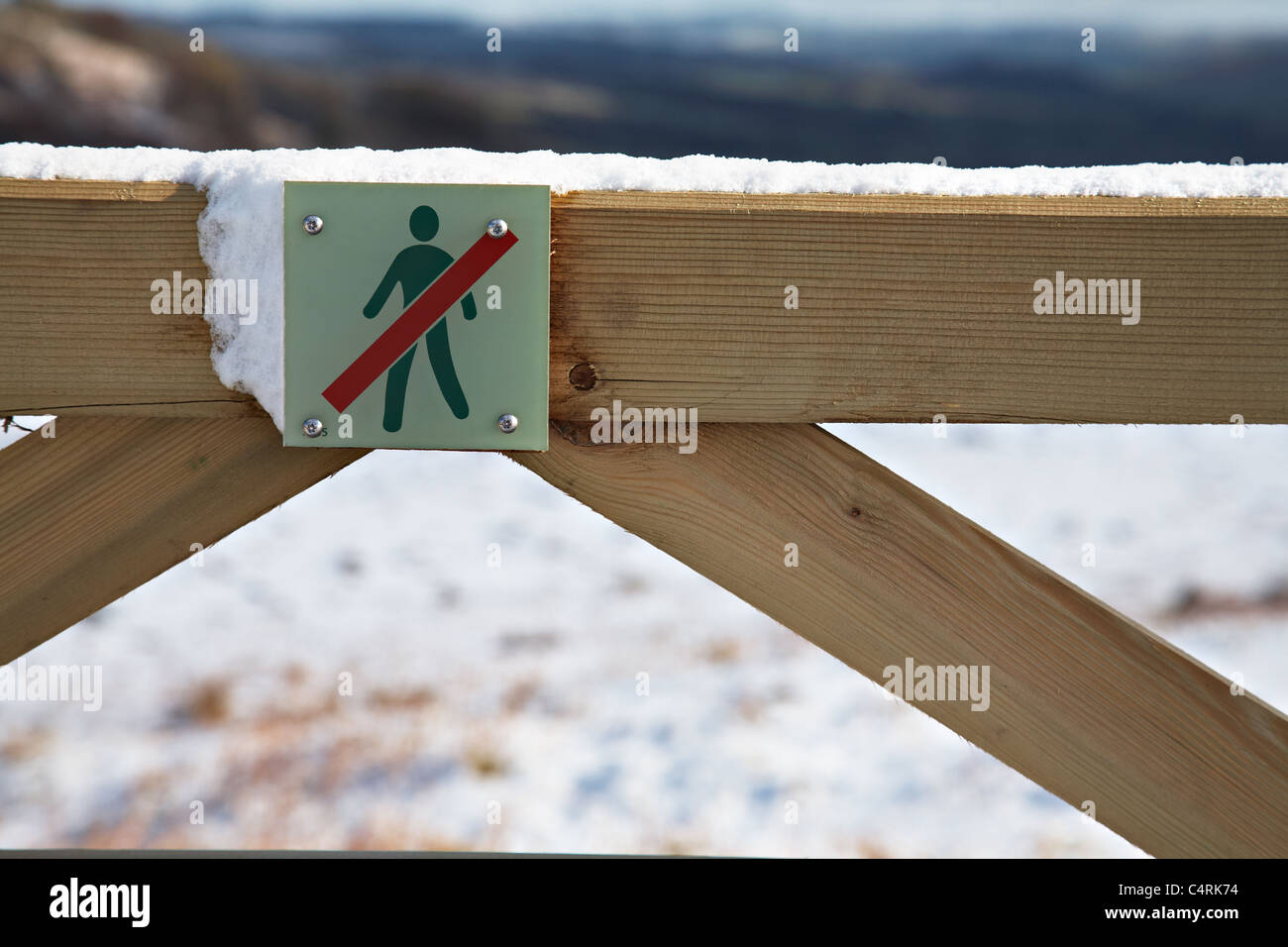 Kein Open-Access-Zeichen auf ein Tor, Brecon Beacons National Park, Wales Stockfoto