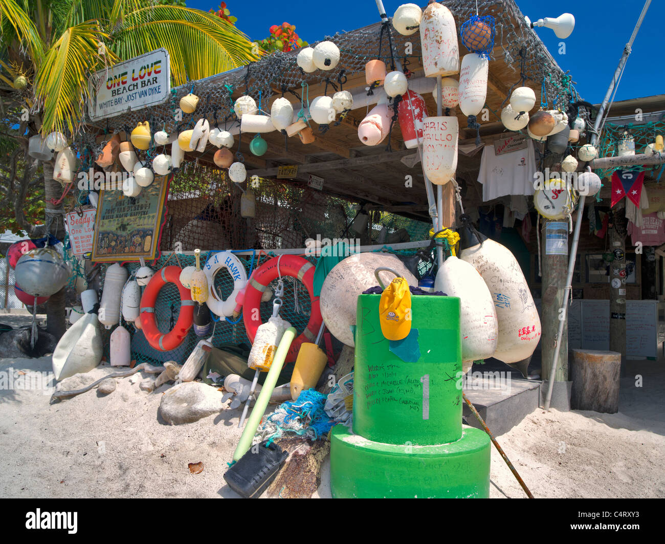 Eine Liebe-Beach-Bar. Jost Van Dyke. Britische Jungferninseln Stockfoto