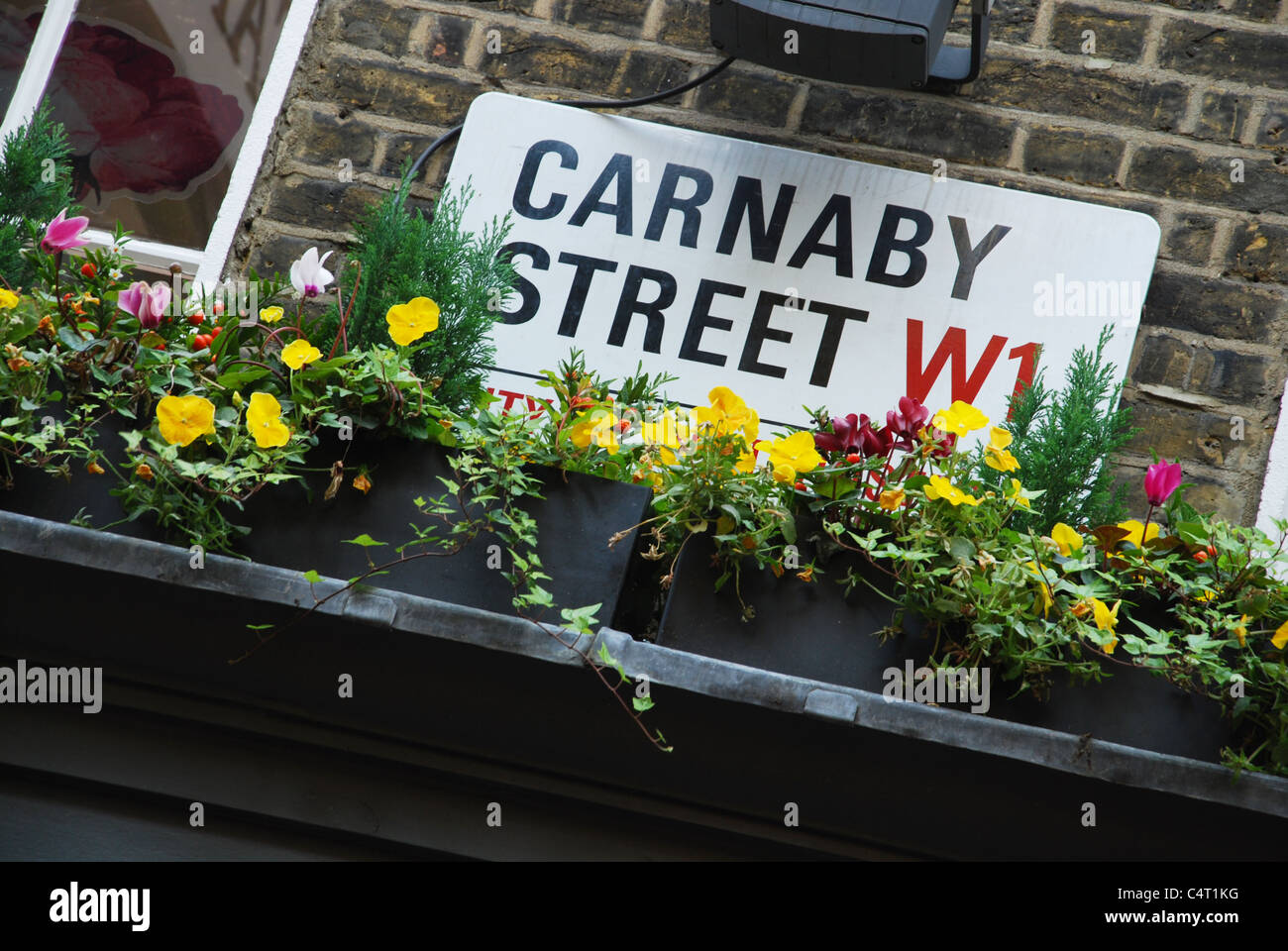 kultige Straßenschild Carnaby Street Central London Stockfoto