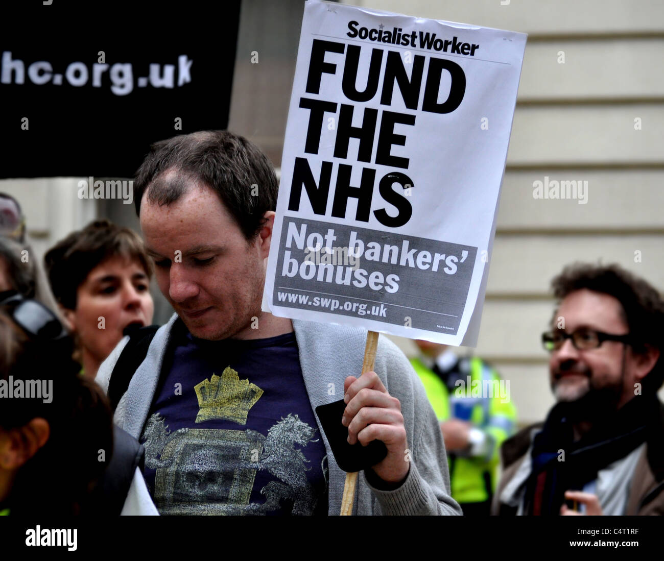 Digitale Fotos von 17. Mai März von UCH nach Whitehall, aus Protest gegen die Pläne der Regierung für den NHS. Stockfoto