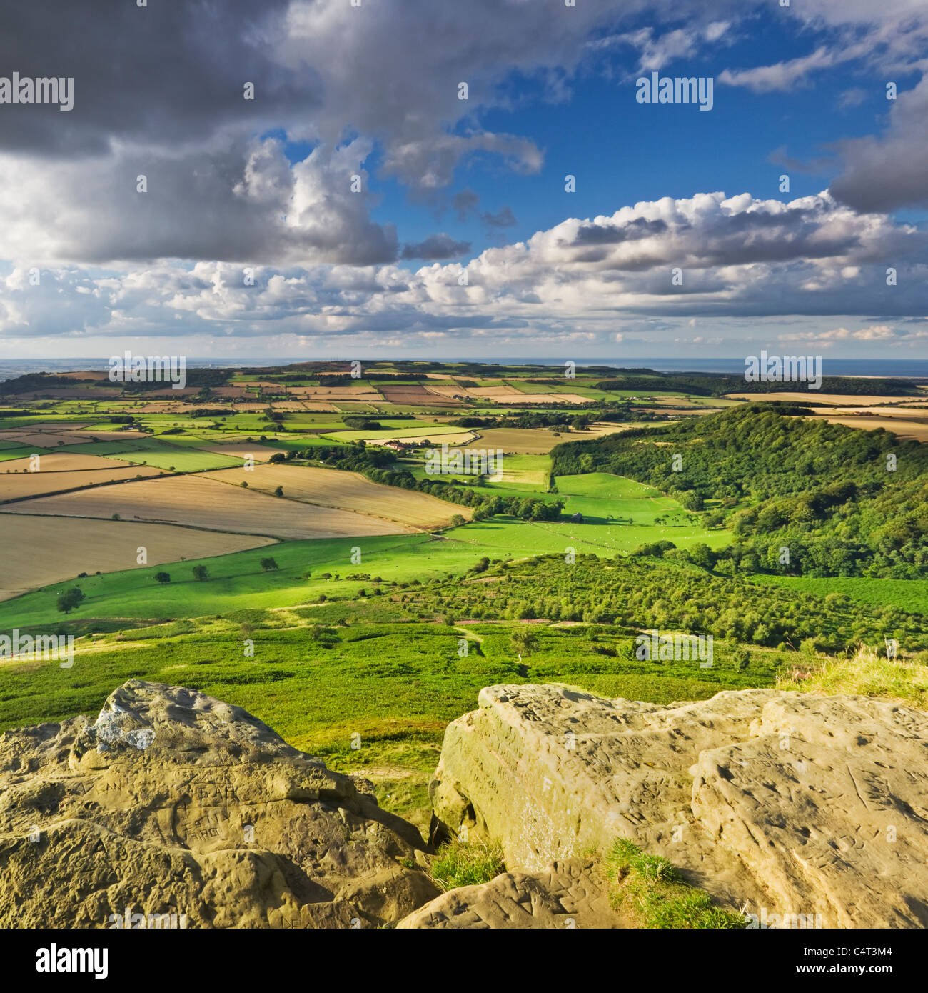 Der Blick aus der Nähe Topping Blick nach Norden in Richtung Middlesbrough und County Durham Coast, Cleveland, England Stockfoto