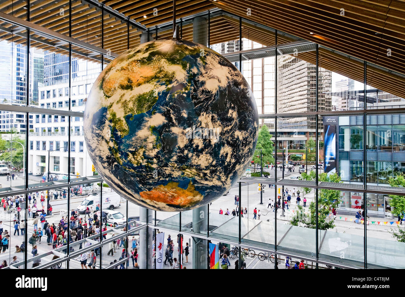 Wirbelnd Globus, Vancouver Convention Centre West Vancouver, Britisch-Kolumbien, Stockfoto