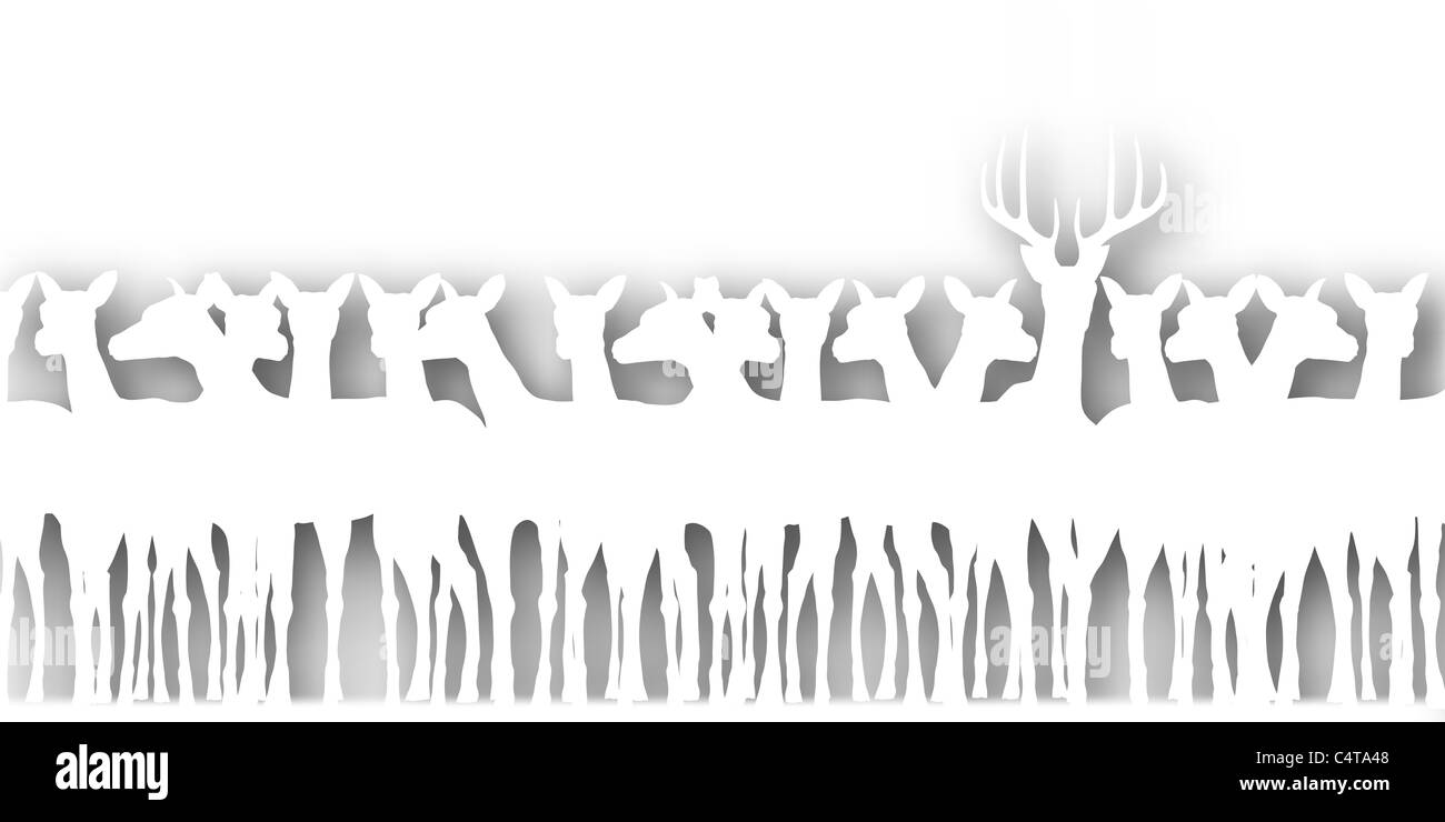 Dargestellten Ausschnitt Silhouette einer Herde von Hirschen mit Hintergrund Schatten Stockfoto