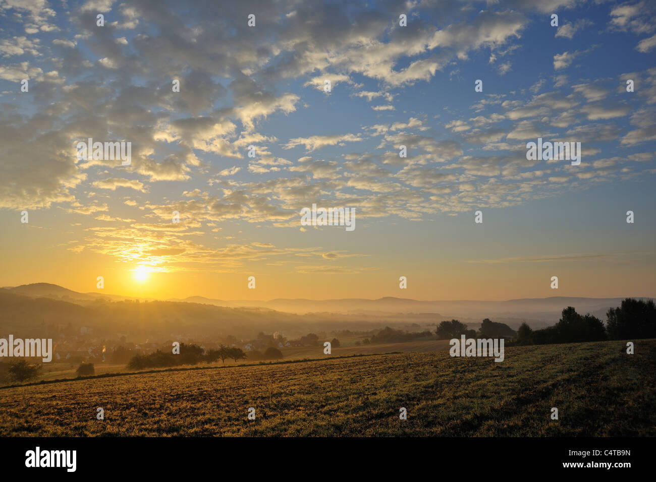 Sunrise, Wenighoesbach, Aschaffenburg, Franken, Spessart, Bayern, Deutschland Stockfoto