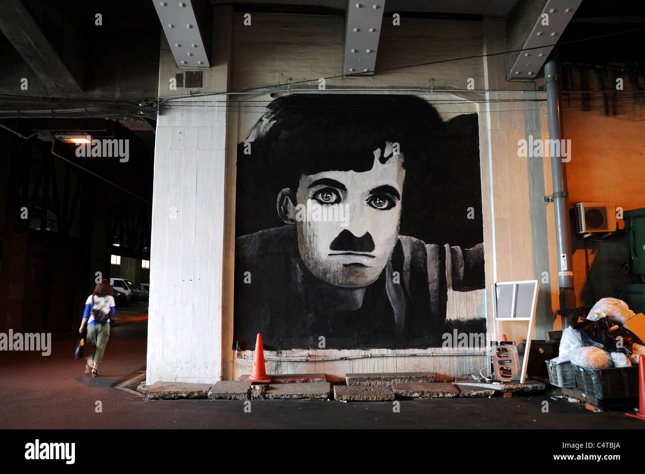 Graffiti von Charles Chaplin Stockfoto