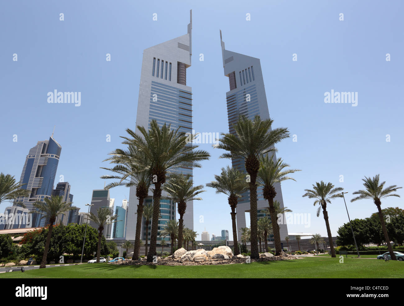 Emirates Towers in Dubai, Vereinigte Arabische Emirate Stockfoto