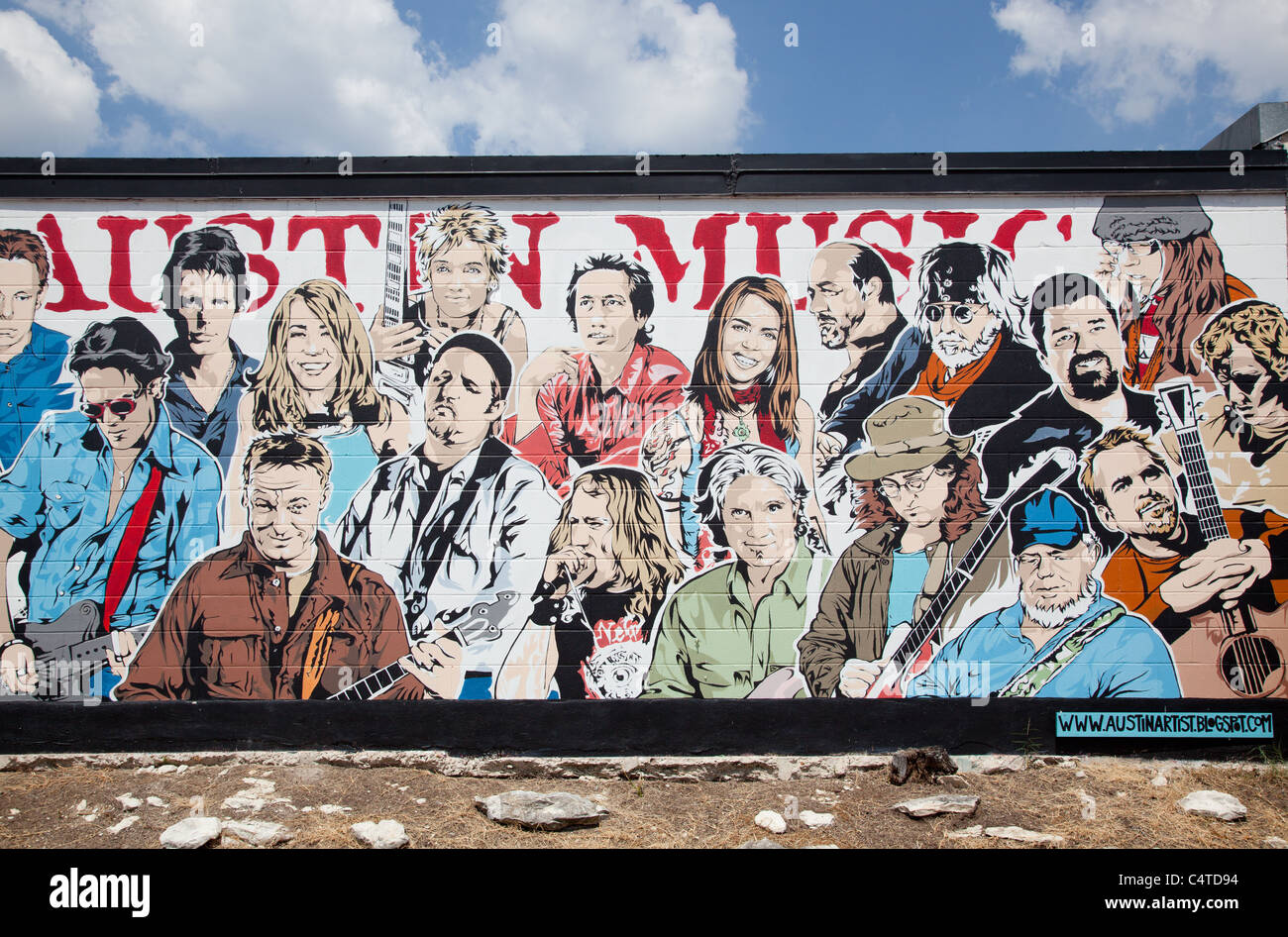 Austin, Texas - South Austin Musik Wandbild - South Lamar Stockfoto