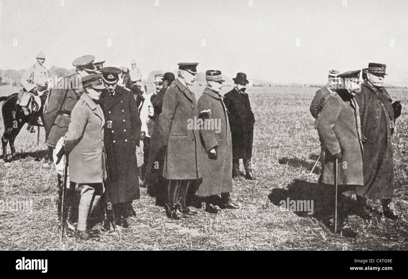 König George V besucht im November 1915 der Westfront. Stockfoto