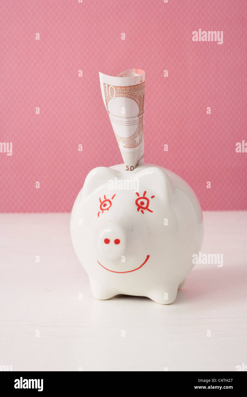 Sparschwein mit Euro Stockfoto