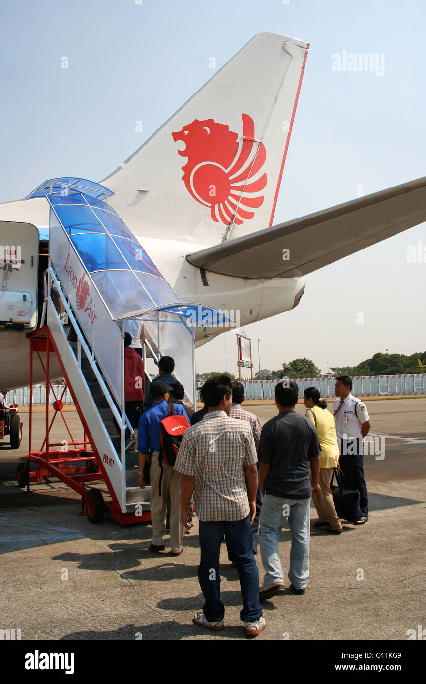 Fluggästen Lionair Lion Air Flugzeug jakarta Stockfoto