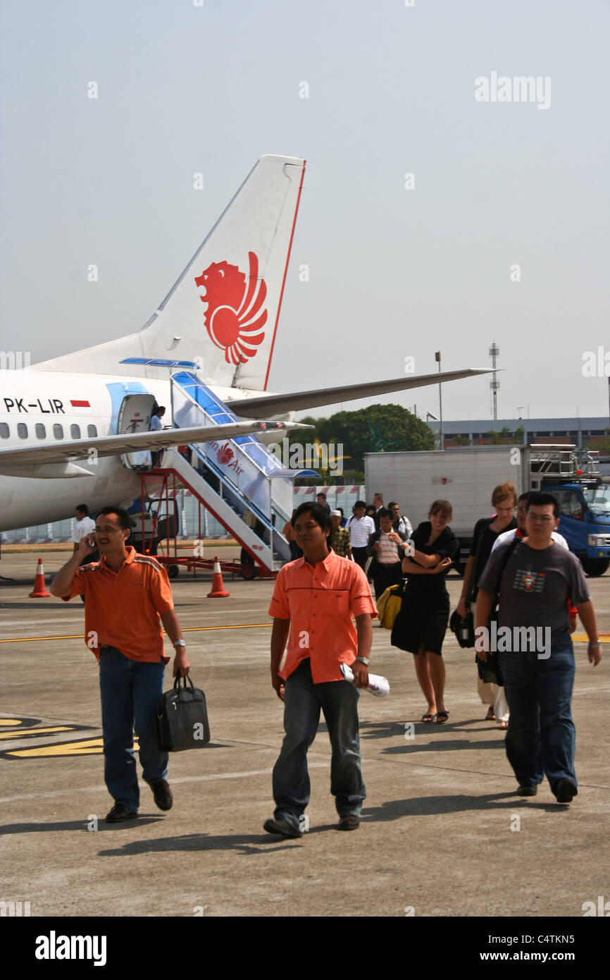 Fluggästen Lionair Lion Air Flugzeug jakarta Stockfoto